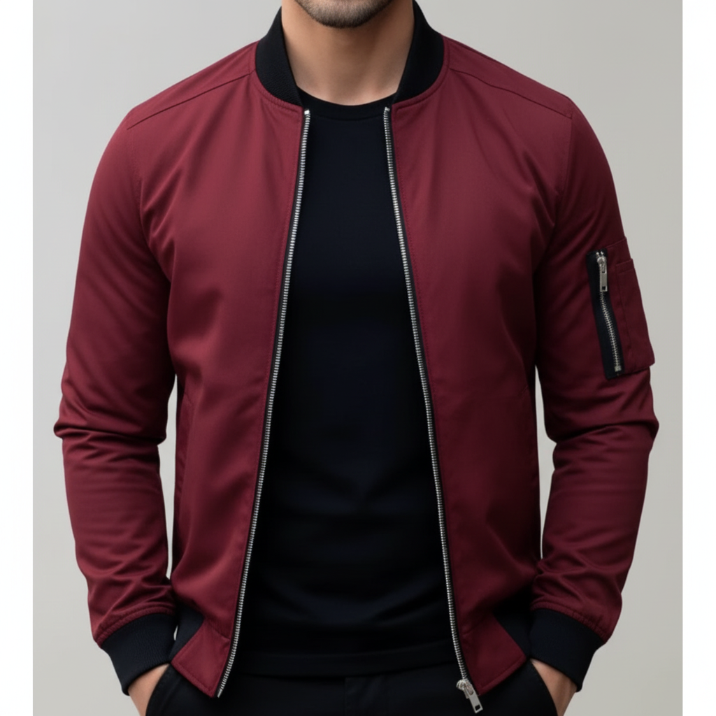 Giacca Bomber Uomo Slim Fit | Zip Manica Tasca Stile Quotidiano