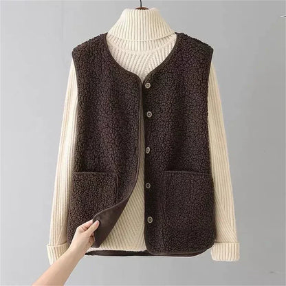 Gilet pour femme en mélange de coton | Gilet boutonné pour l’automne et l’hiver