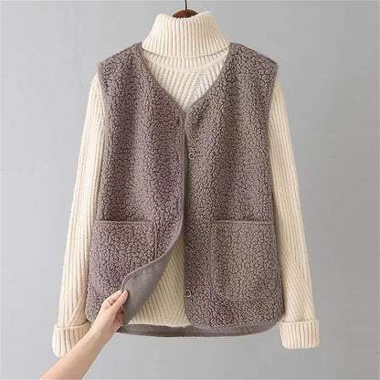 Gilet pour femme en mélange de coton | Gilet boutonné pour l’automne et l’hiver
