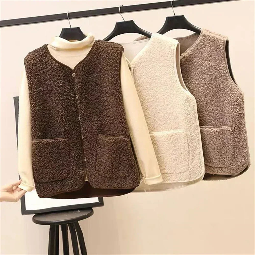 Gilet pour femme en mélange de coton | Gilet boutonné pour l’automne et l’hiver