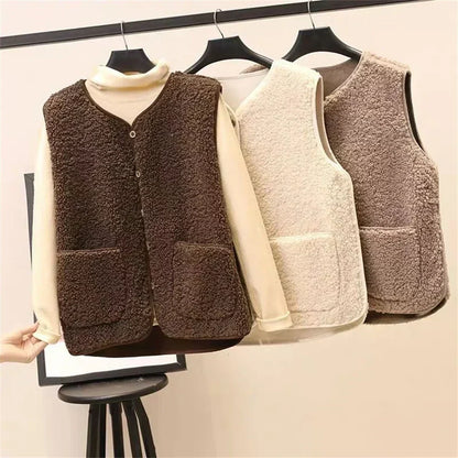 Gilet pour femme en mélange de coton | Gilet boutonné pour l’automne et l’hiver