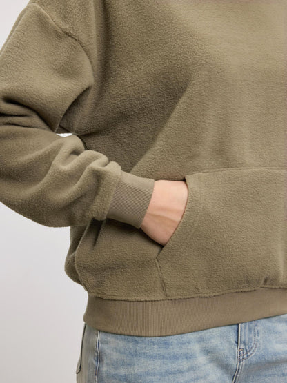 Sudadera de Invierno con Capucha Estilosa | Sudadera Polar para Mujer en Color Oliva