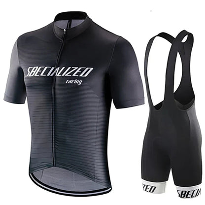 Set bărbătesc cu tricou de ciclism și pantaloni scurți cu bretele | Set de vară respirabil