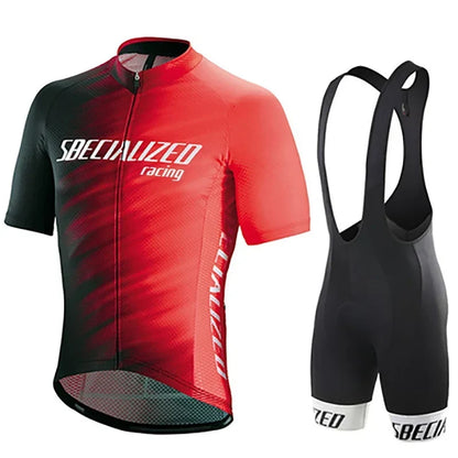 Set bărbătesc cu tricou de ciclism și pantaloni scurți cu bretele | Set de vară respirabil