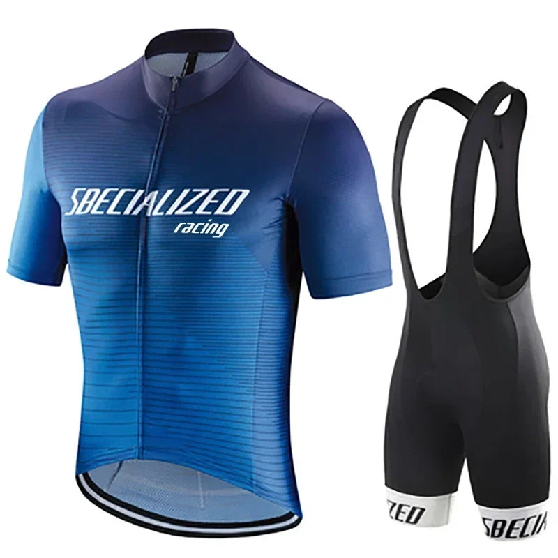 Set bărbătesc cu tricou de ciclism și pantaloni scurți cu bretele | Set de vară respirabil