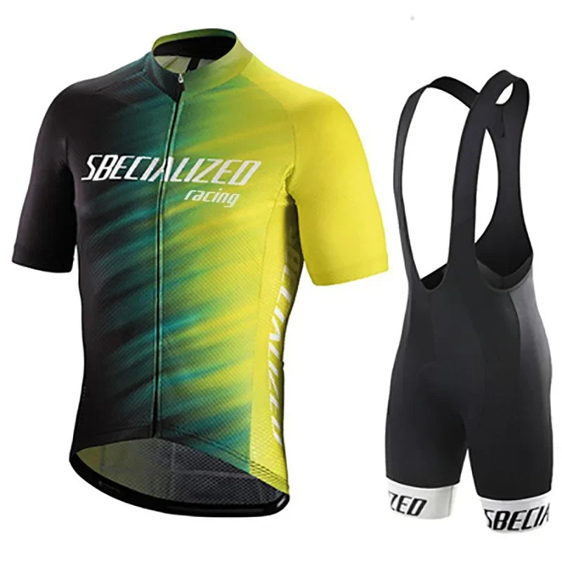Set bărbătesc cu tricou de ciclism și pantaloni scurți cu bretele | Set de vară respirabil