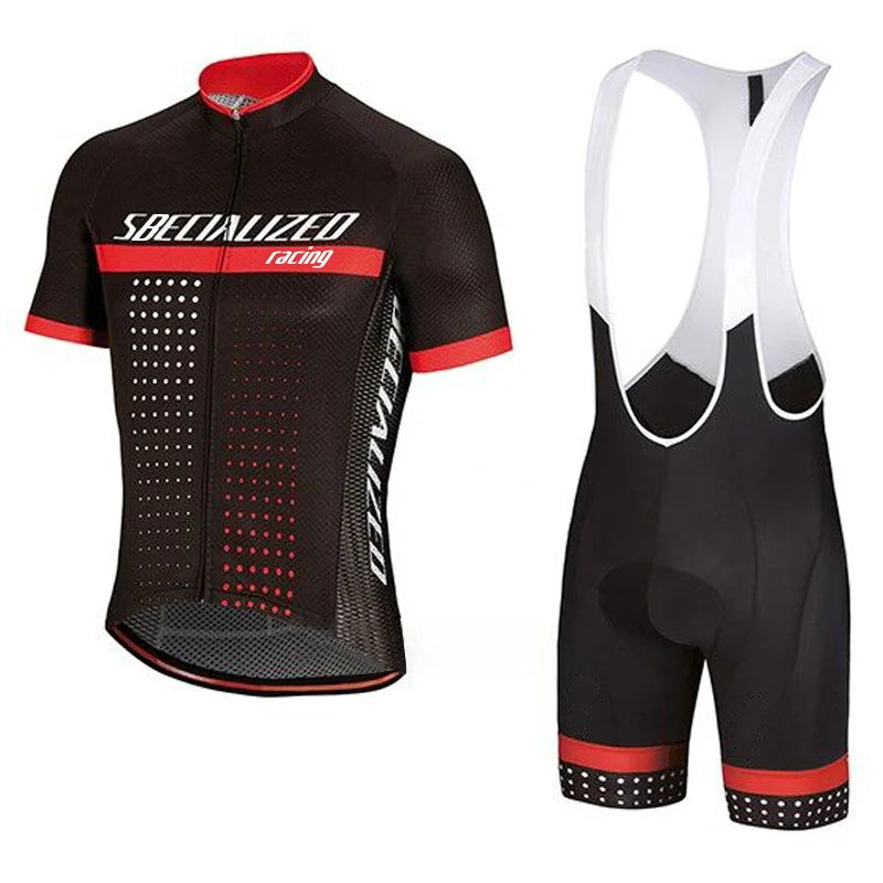 Set bărbătesc cu tricou de ciclism și pantaloni scurți cu bretele | Set de vară respirabil