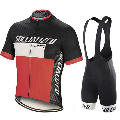 Set bărbătesc cu tricou de ciclism și pantaloni scurți cu bretele | Set de vară respirabil