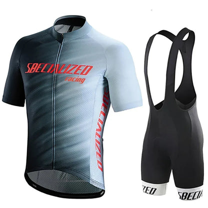 Set bărbătesc cu tricou de ciclism și pantaloni scurți cu bretele | Set de vară respirabil