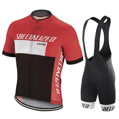 Set bărbătesc cu tricou de ciclism și pantaloni scurți cu bretele | Set de vară respirabil