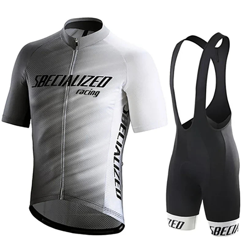 Set bărbătesc cu tricou de ciclism și pantaloni scurți cu bretele | Set de vară respirabil