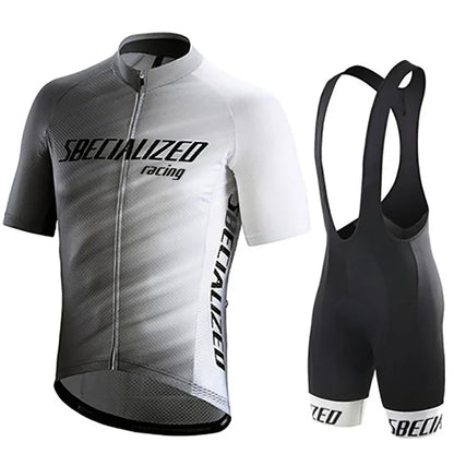 Set bărbătesc cu tricou de ciclism și pantaloni scurți cu bretele | Set de vară respirabil