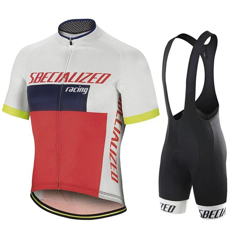 Set bărbătesc cu tricou de ciclism și pantaloni scurți cu bretele | Set de vară respirabil