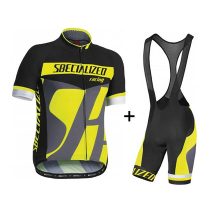 Set bărbătesc cu tricou de ciclism și pantaloni scurți cu bretele | Set de vară respirabil