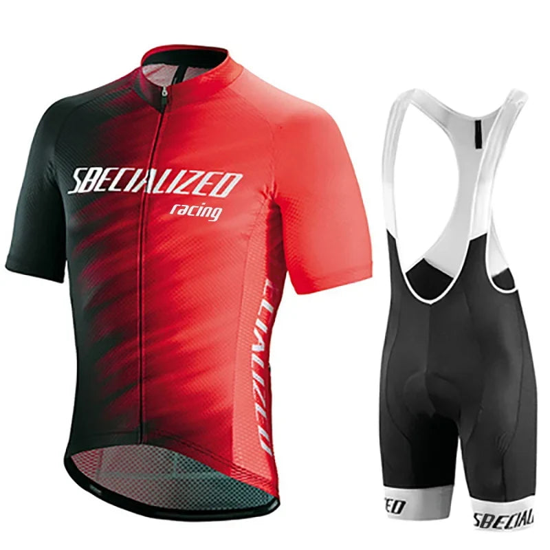 Set bărbătesc cu tricou de ciclism și pantaloni scurți cu bretele | Set de vară respirabil