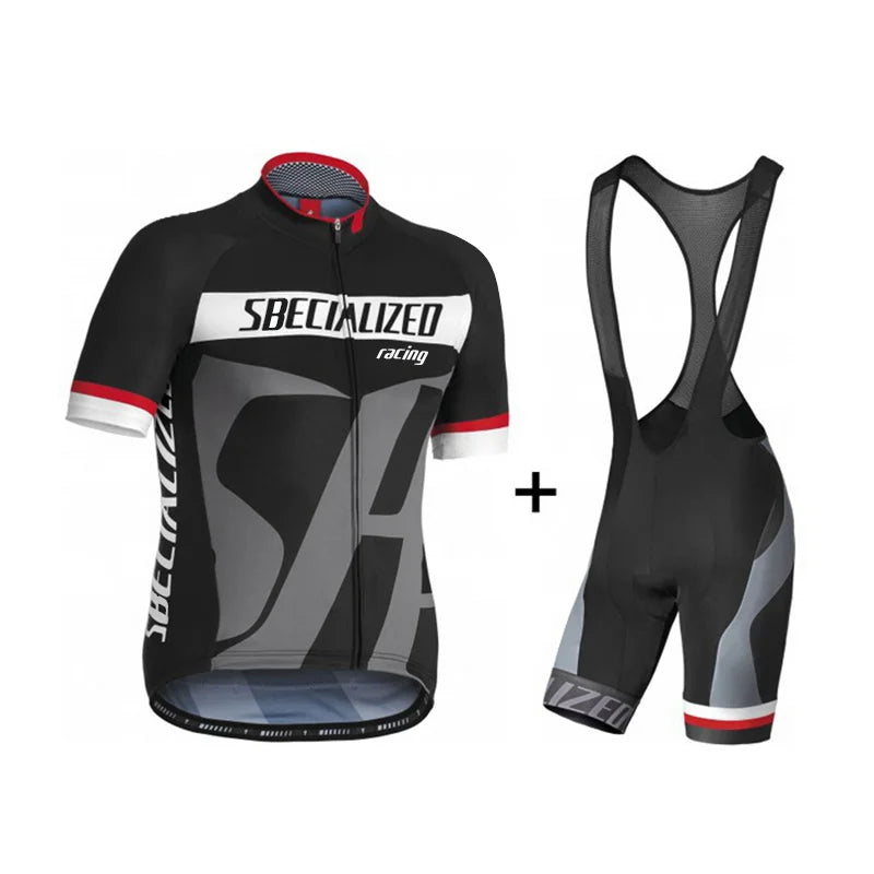 Set bărbătesc cu tricou de ciclism și pantaloni scurți cu bretele | Set de vară respirabil