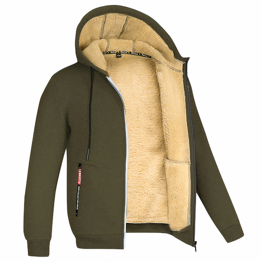 Chaqueta polar cálida para hombre con dobladillo y puños ajustables