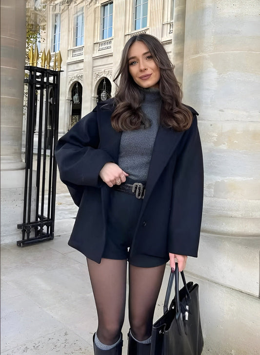 Chaqueta de invierno de lana oversize para mujer
