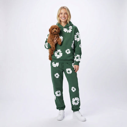 Ensemble de survêtement pour femme à imprimé floral | Sweat à capuche et joggers deux pièces