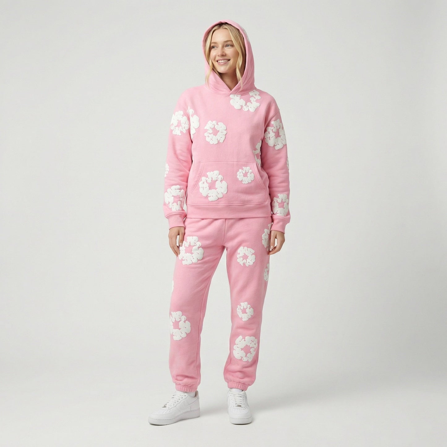 Ensemble de survêtement pour femme à imprimé floral | Sweat à capuche et joggers deux pièces