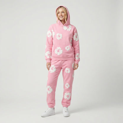 Ensemble de survêtement pour femme à imprimé floral | Sweat à capuche et joggers deux pièces
