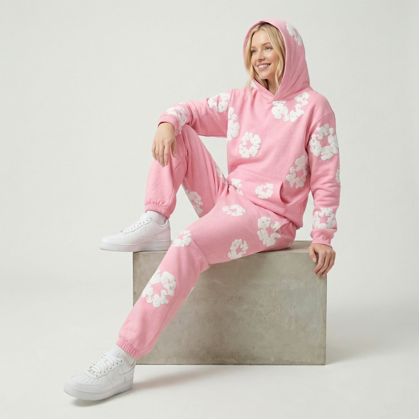 Ensemble de survêtement pour femme à imprimé floral | Sweat à capuche et joggers deux pièces