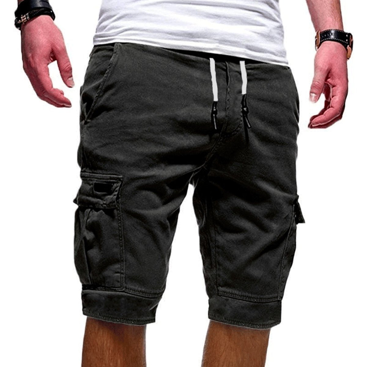 Shorts cargo pour hommes | Shorts d'été avec plusieurs poches et cordon de serrage