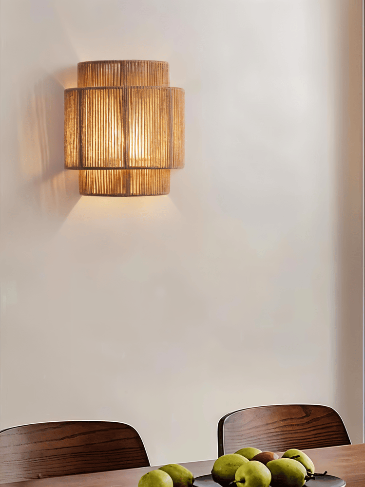 Boho Wall Decoration | Rattan Lampshade with Hemp Rope