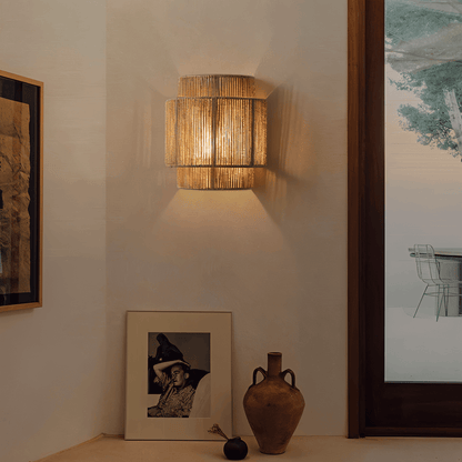 Boho Wall Decoration | Rattan Lampshade with Hemp Rope