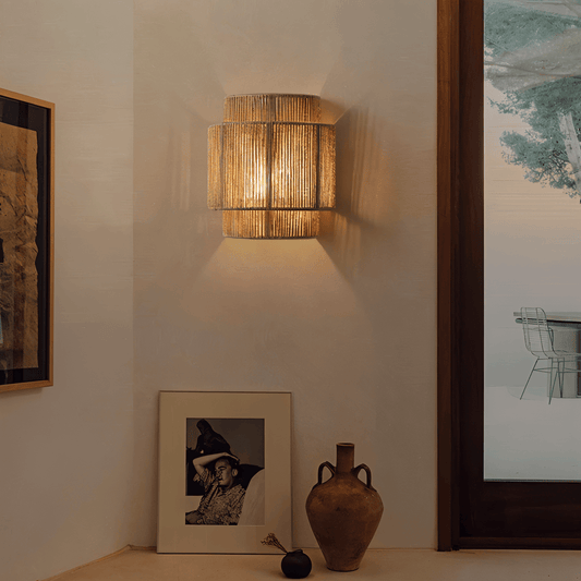 Boho Wall Decoration | Rattan Lampshade with Hemp Rope