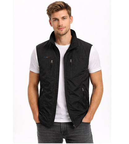 Pánský vyhřívaný tělesný návlek na zip | Vesta s límcem a stojáčkem pro outdoorové aktivity