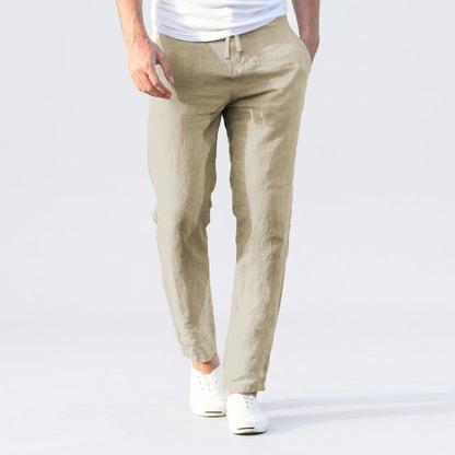 Pantalon Homme Style Lin | Cordon Élastique à la Taille