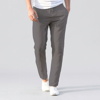 Pantalon Homme Style Lin | Cordon Élastique à la Taille