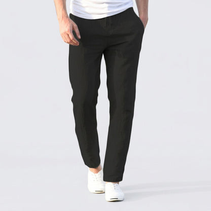 Pantalon Homme Style Lin | Cordon Élastique à la Taille