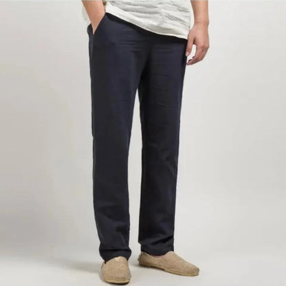Pantalones de verano para hombre estilo lino | Cintura elástica Piernas rectas