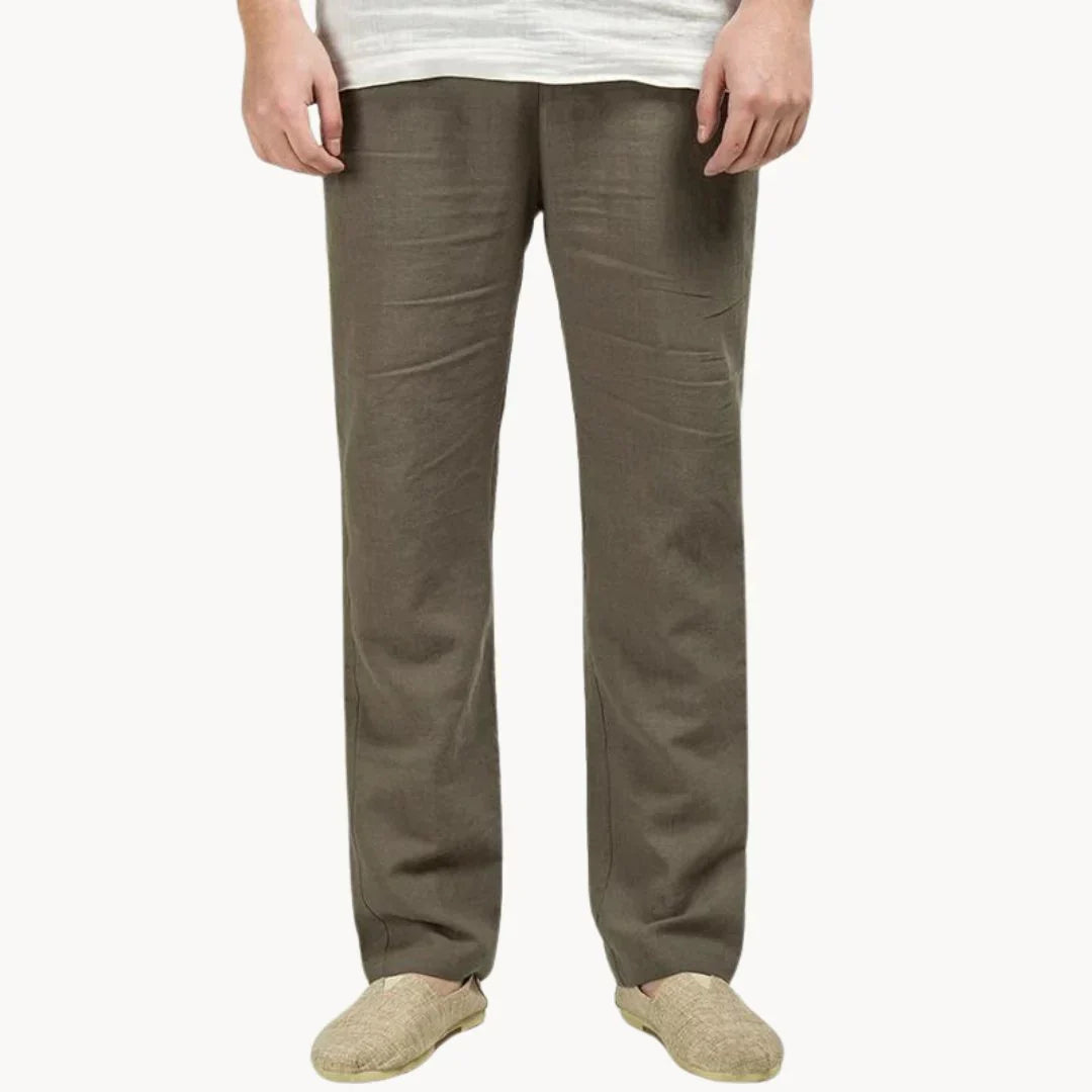 Pantalones de verano para hombre estilo lino | Cintura elástica Piernas rectas