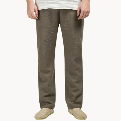 Pantalones de verano para hombre estilo lino | Cintura elástica Piernas rectas