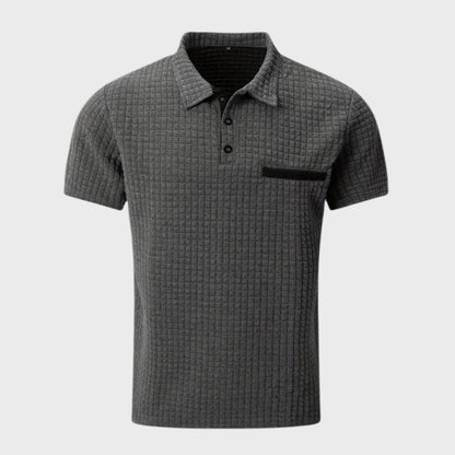 Men's Polo Shirt with Checkered Pattern | Contrast Collar Details