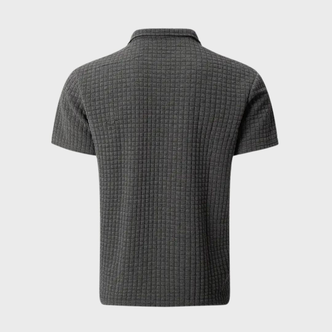Men's Polo Shirt with Checkered Pattern | Contrast Collar Details