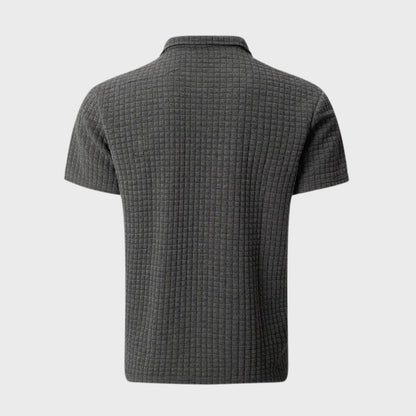 Men's Polo Shirt with Checkered Pattern | Contrast Collar Details