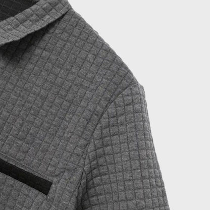 Men's Polo Shirt with Checkered Pattern | Contrast Collar Details