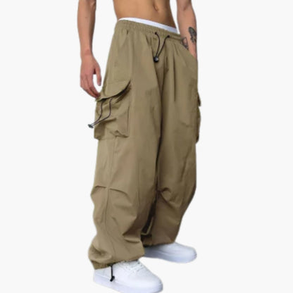 Męskie Spodnie Cargo Z Szerokimi Nogawkami | Wieloma Kieszeniami Spodnie Codzienne