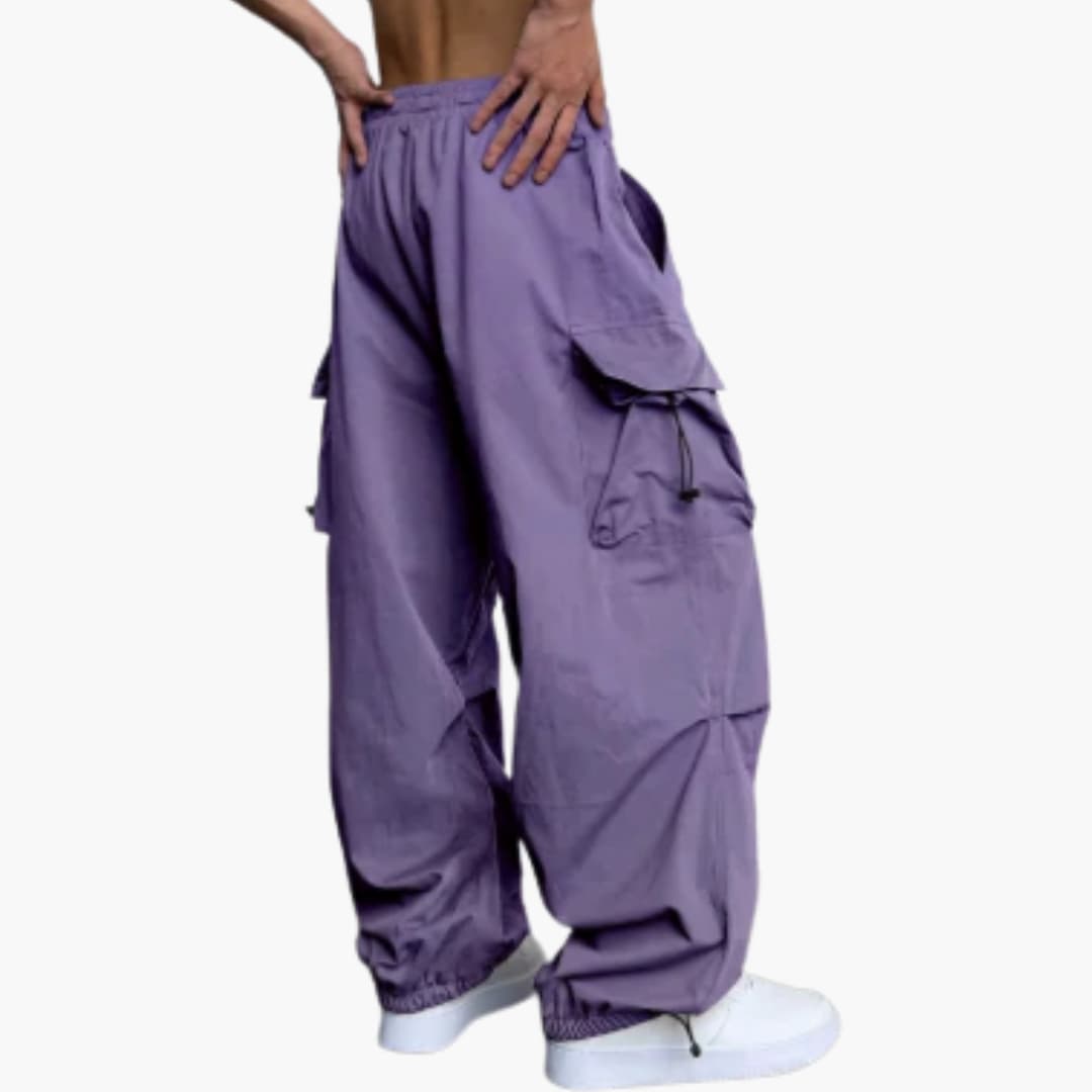 Męskie Spodnie Cargo Z Szerokimi Nogawkami | Wieloma Kieszeniami Spodnie Codzienne