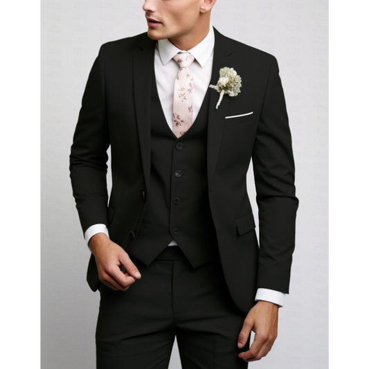Traje de Hombre de Tres Piezas Ajustado | Corte Delgado Estilo Nupcial y Formal
