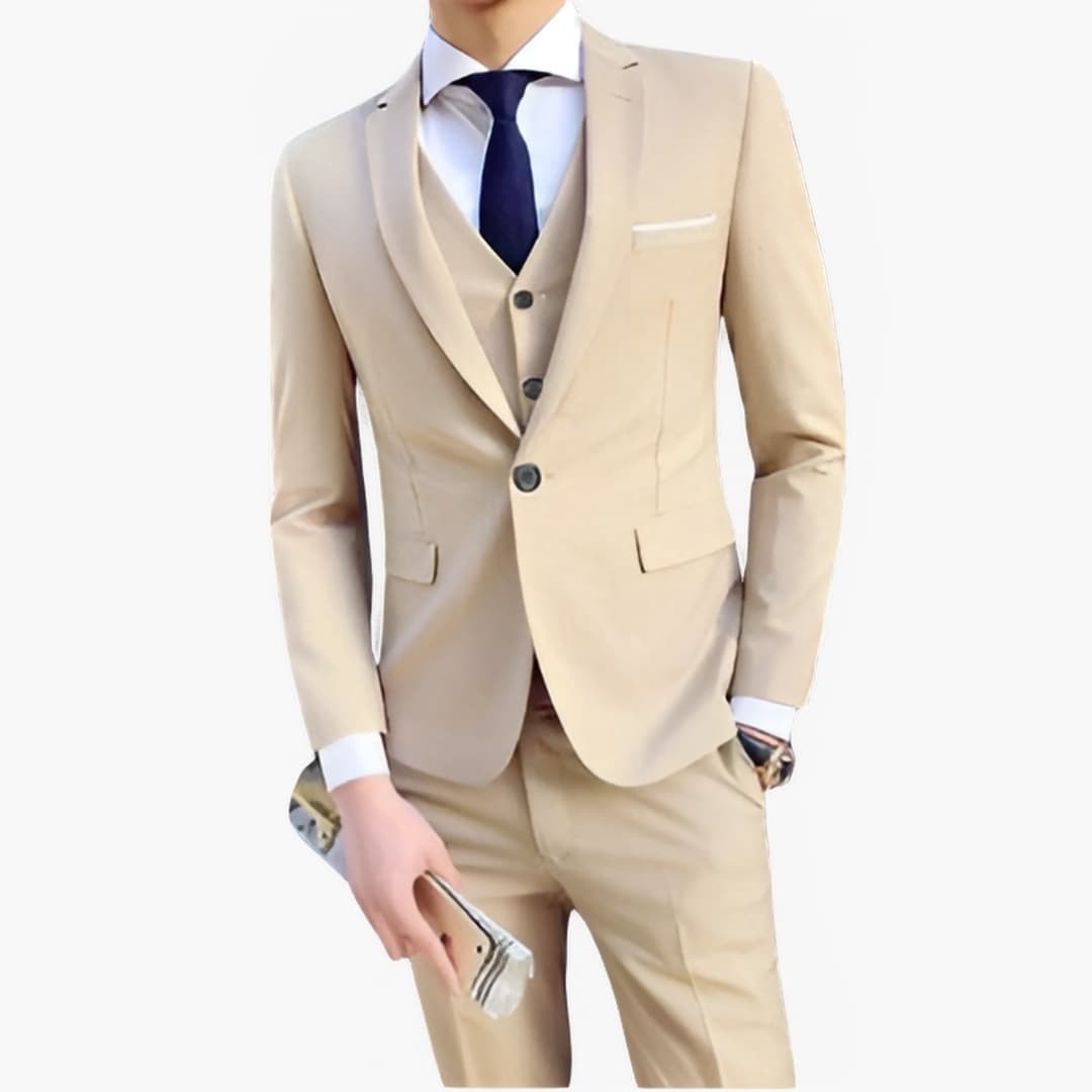 Costume homme 3 pièces avec gilet | Respirant toute saison