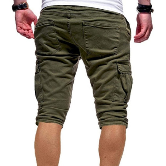 Pantalones cortos cargo para hombre | Pantalones cortos de verano con múltiples bolsillos y cordón