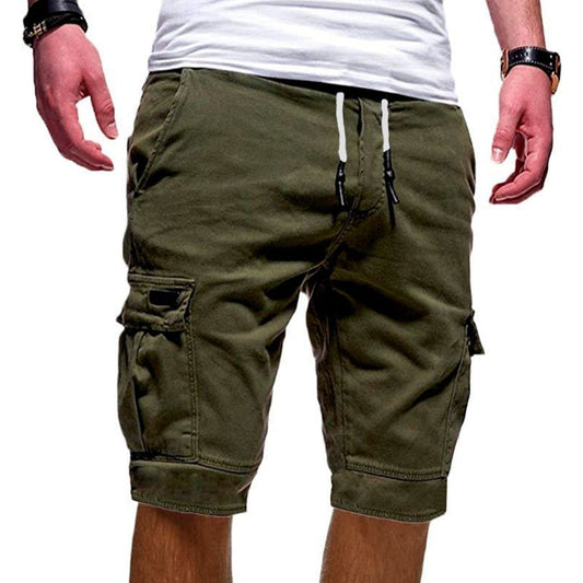 Pantalones cortos cargo para hombre | Pantalones cortos de verano con múltiples bolsillos y cordón