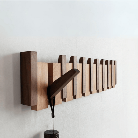Wooden Wall Hanger with Retractable Hooks | Hallway Coat Rack for Jackets