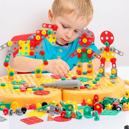 Zestaw Narzędzi dla Dzieci Montessori | Edukacyjna Drewniana Skrzynka Narzędziowa z Wiertarką i Częściami