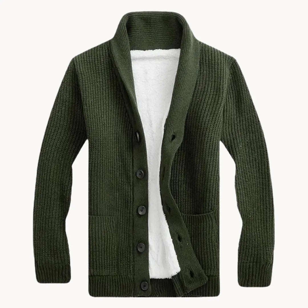 Shawl Collar Fleece Cardigan | Men's Casual Fit